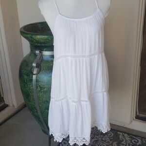 farmcore lined white gauze sundress size M